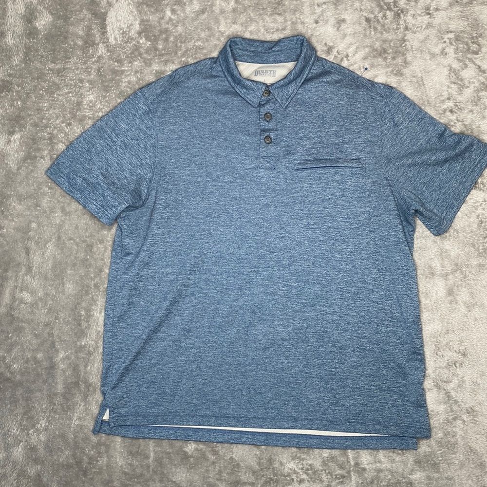Duluth Trading Co Active Casual Polo Shirt Poly Nylon Zipper Pocket Large